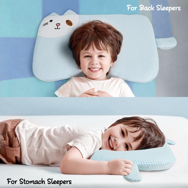 VEMBAP Toddler Pillow for Sleeping, Cool Flat Pillow, Memory Foam Toddler Pillow for Kids, Ultra Thin Design,Easy to Carry for Traveling or Camping (Age 2 to15)(Blue, 18 in x 10.5 in) - Image 5